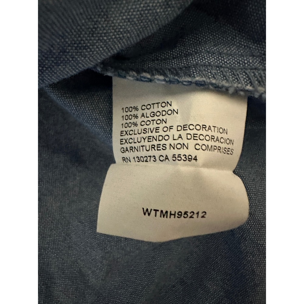 Wrangler Men's XXL Long Sleeve Western Denim Shirt Blue Pearl Snap - Picture 5 of 10
